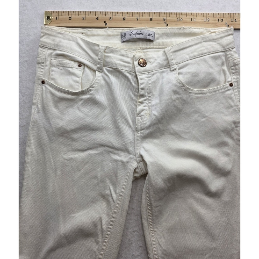 Zara Frafalue Women's Ivory Colored Skinny Leg Jeans Pants. Size 4 - Picture 5 of 8
